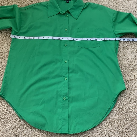 J for Justify KELLY green button shirt one pocket long sleeve womens SZ M - Picture 11 of 13